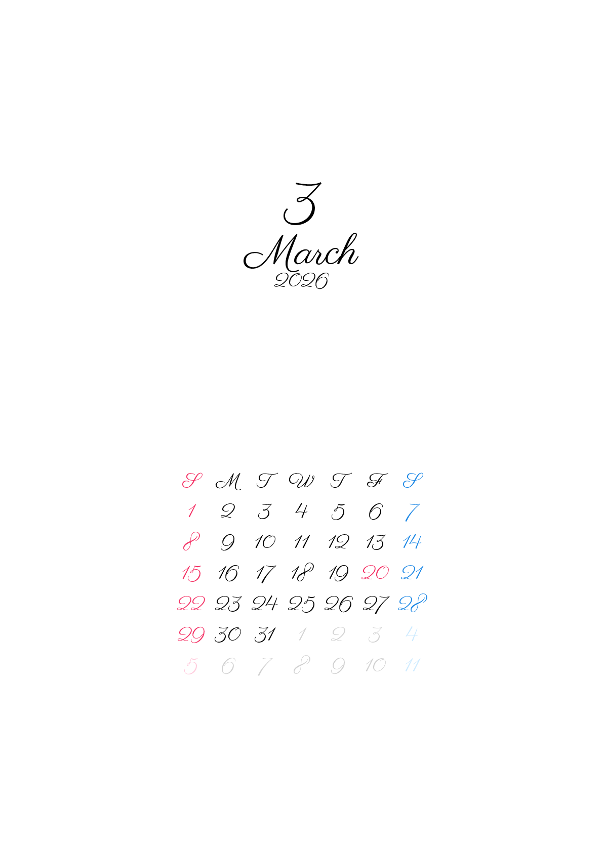 A判（A4,A5 など）,縦向き,１ヶ月,日曜始まり,祝日名,六曜,節季,月齢,満月新月入り