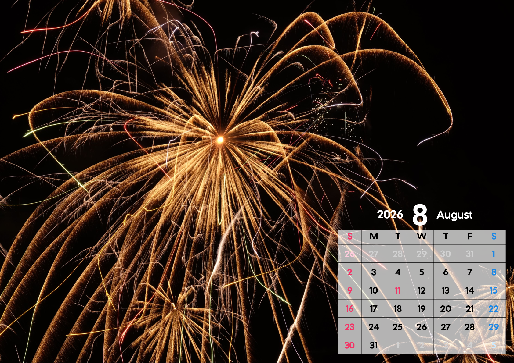 A判（A4,A5 など）,横向き,１ヶ月,日曜始まり,背景全面写真入り