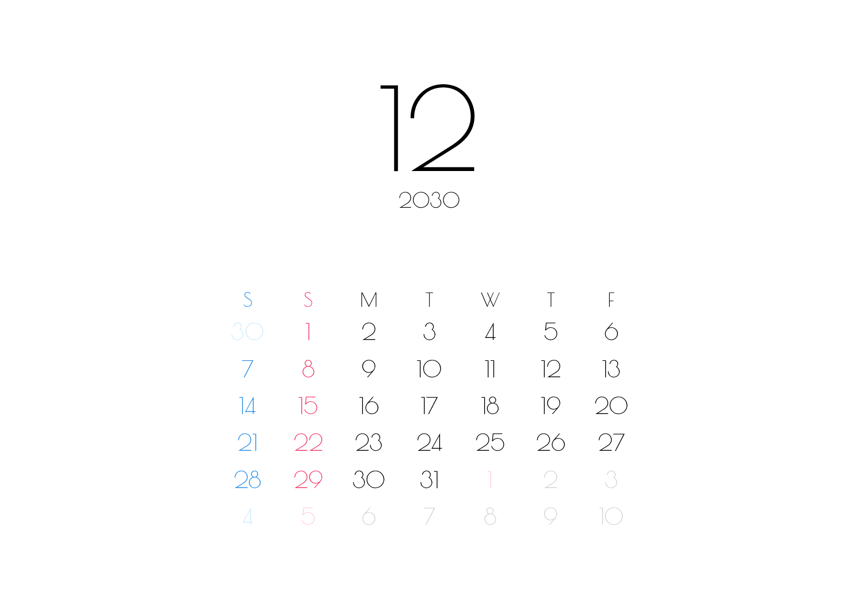 A判（A4,A5 など）,横向き,１ヶ月,土曜始まり