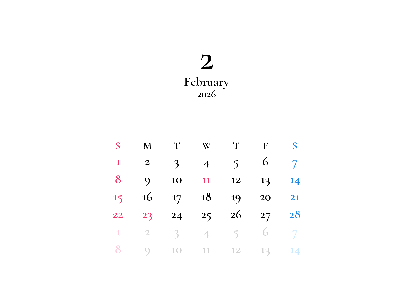 A判（A4,A5 など）,横向き,１ヶ月,日曜始まり