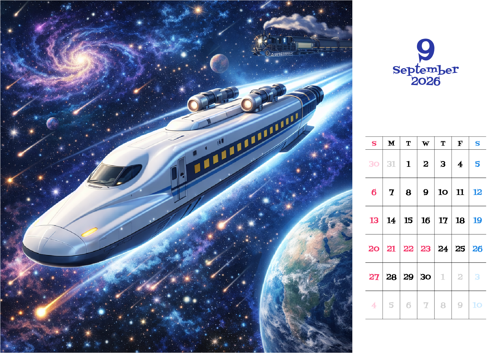 A判（A4,A5 など）,横向き,１ヶ月,日曜始まり,写真入り