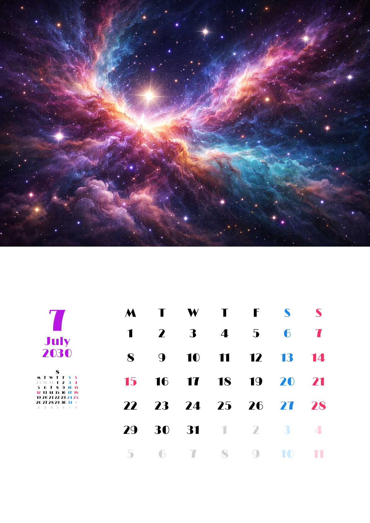 A判（A4,A5 など）,縦向き,１ヶ月,月曜始まり,写真入り