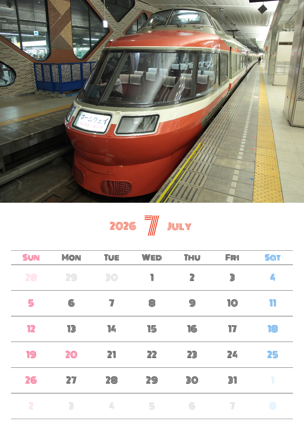 A判（A4,A5 など）,縦向き,１ヶ月,日曜始まり,写真入り