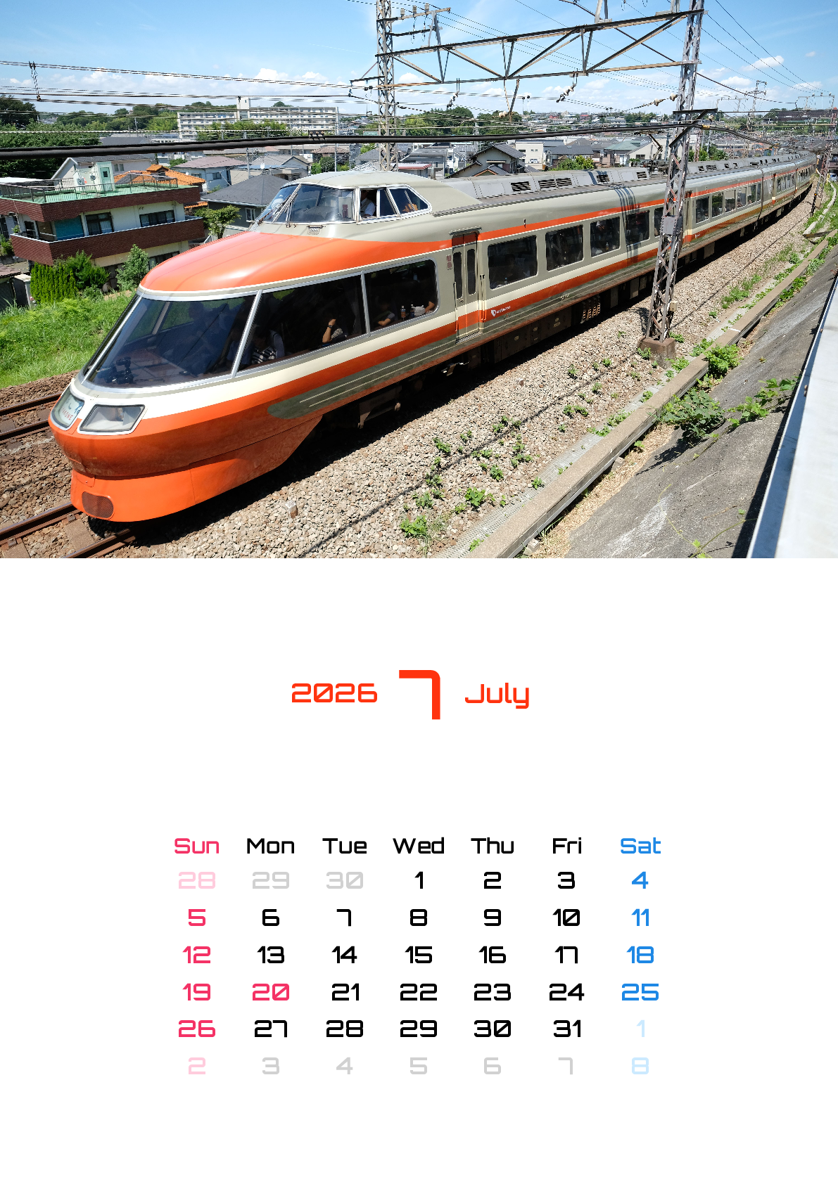 A判（A4,A5 など）,縦向き,１ヶ月,日曜始まり,写真入り