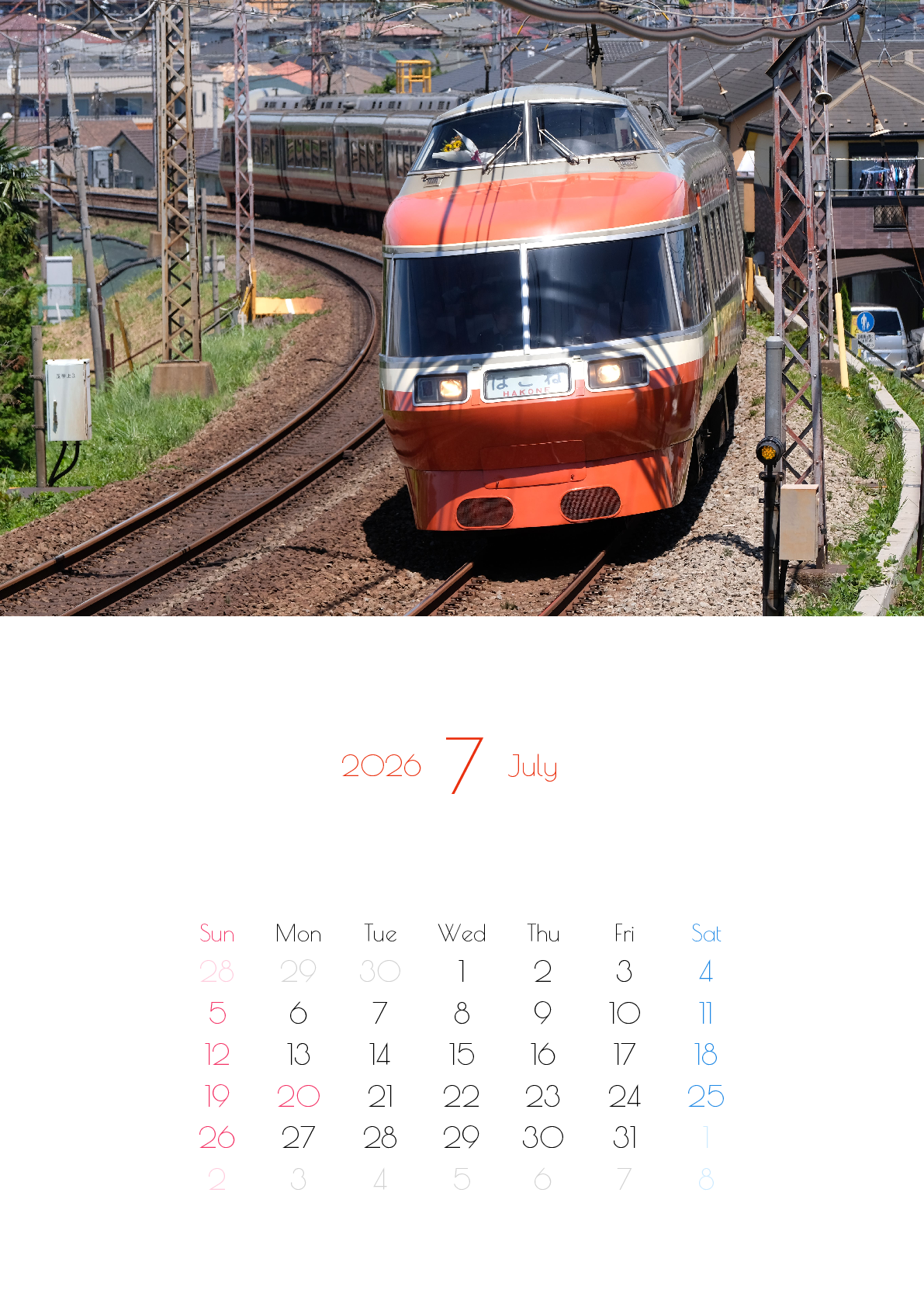 A判（A4,A5 など）,縦向き,１ヶ月,日曜始まり,写真入り