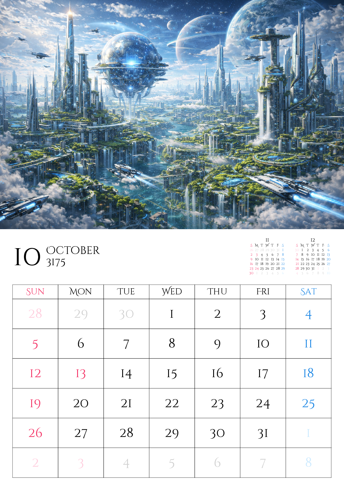 A判（A4,A5 など）,縦向き,１ヶ月,日曜始まり,写真入り