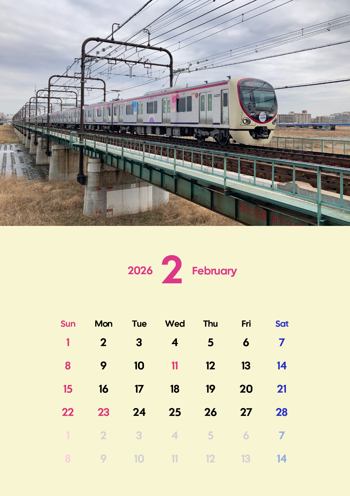 A判（A4,A5 など）,縦向き,１ヶ月,日曜始まり,背景色設定,写真入り