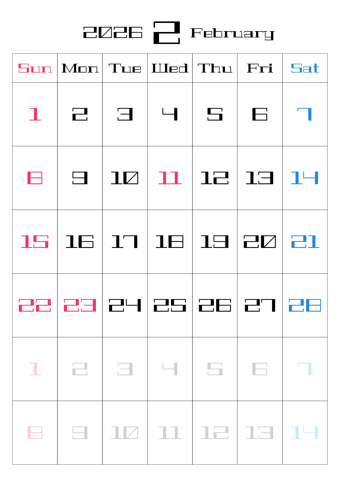 A判（A4,A5 など）,縦向き,１ヶ月,日曜始まり
