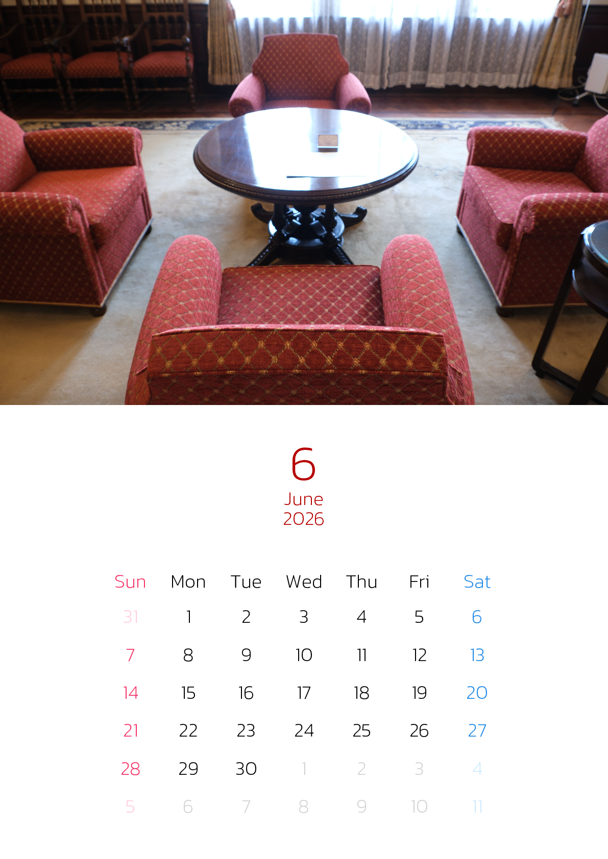 A判（A4,A5 など）,縦向き,１ヶ月,日曜始まり,写真入り