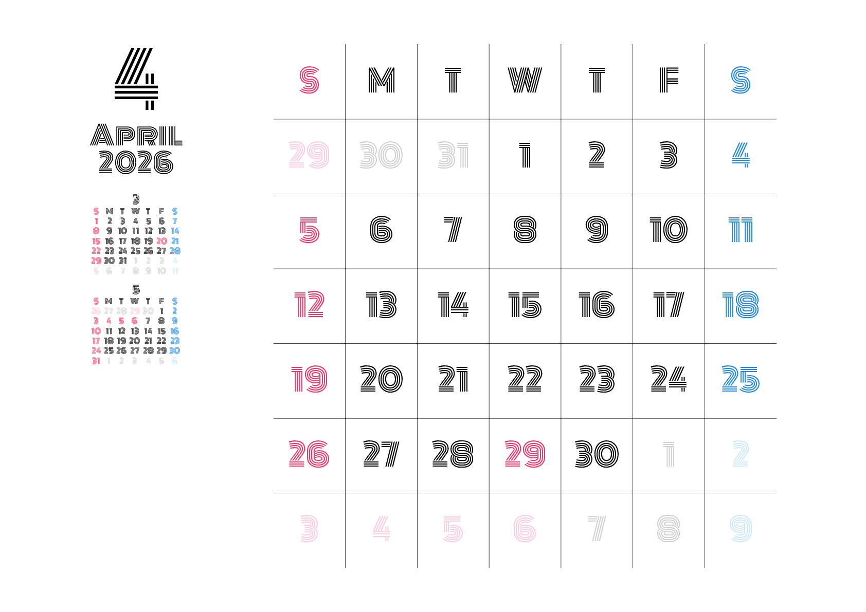 A判（A4,A5）,横向き,１ヶ月,日曜始まり,祝日名,六曜入り