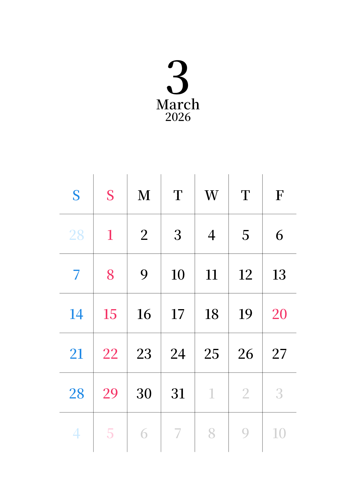 A判（A4,A5 など）,縦向き,１ヶ月,土曜始まり,祝日名,六曜入り