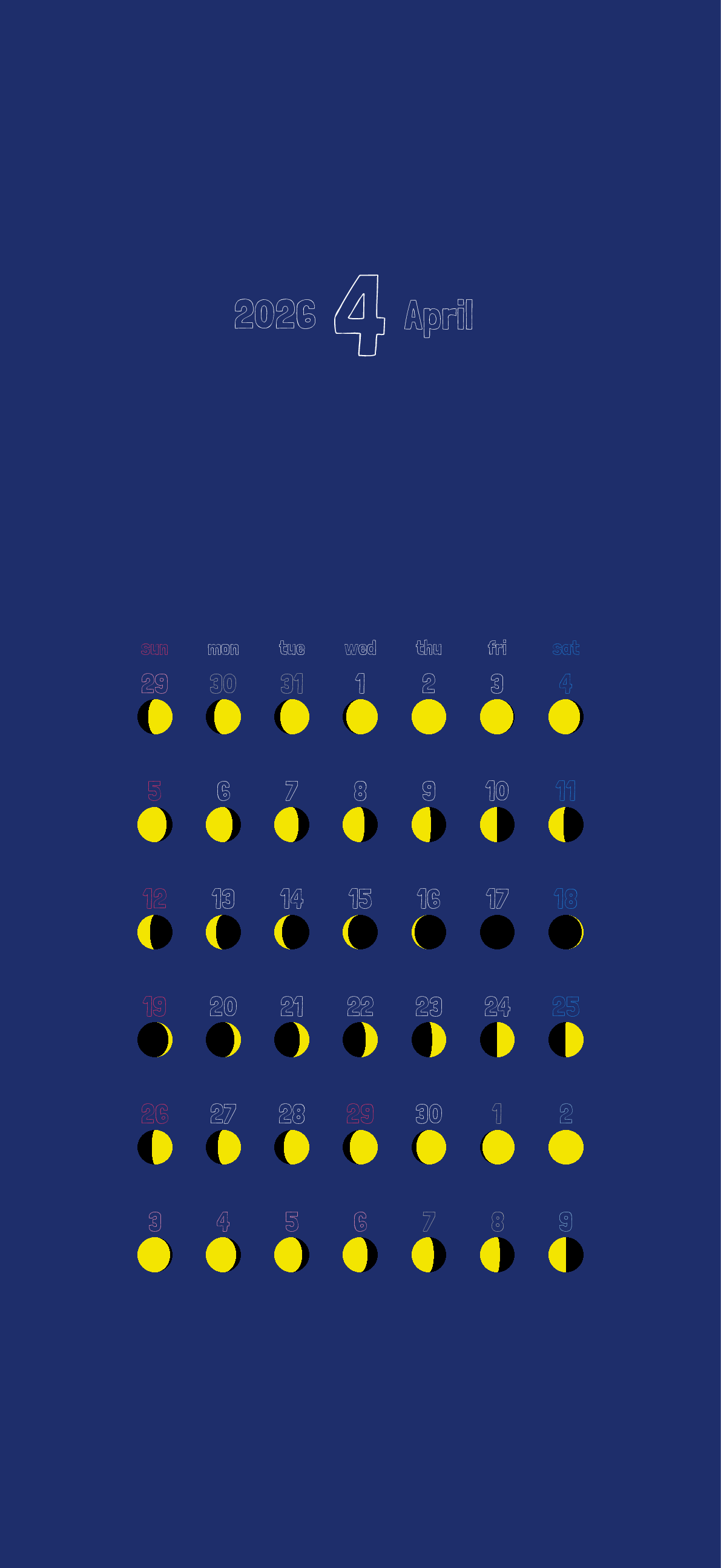 iPhone 16 Pro,縦向き,１ヶ月,日曜始まり,背景色設定