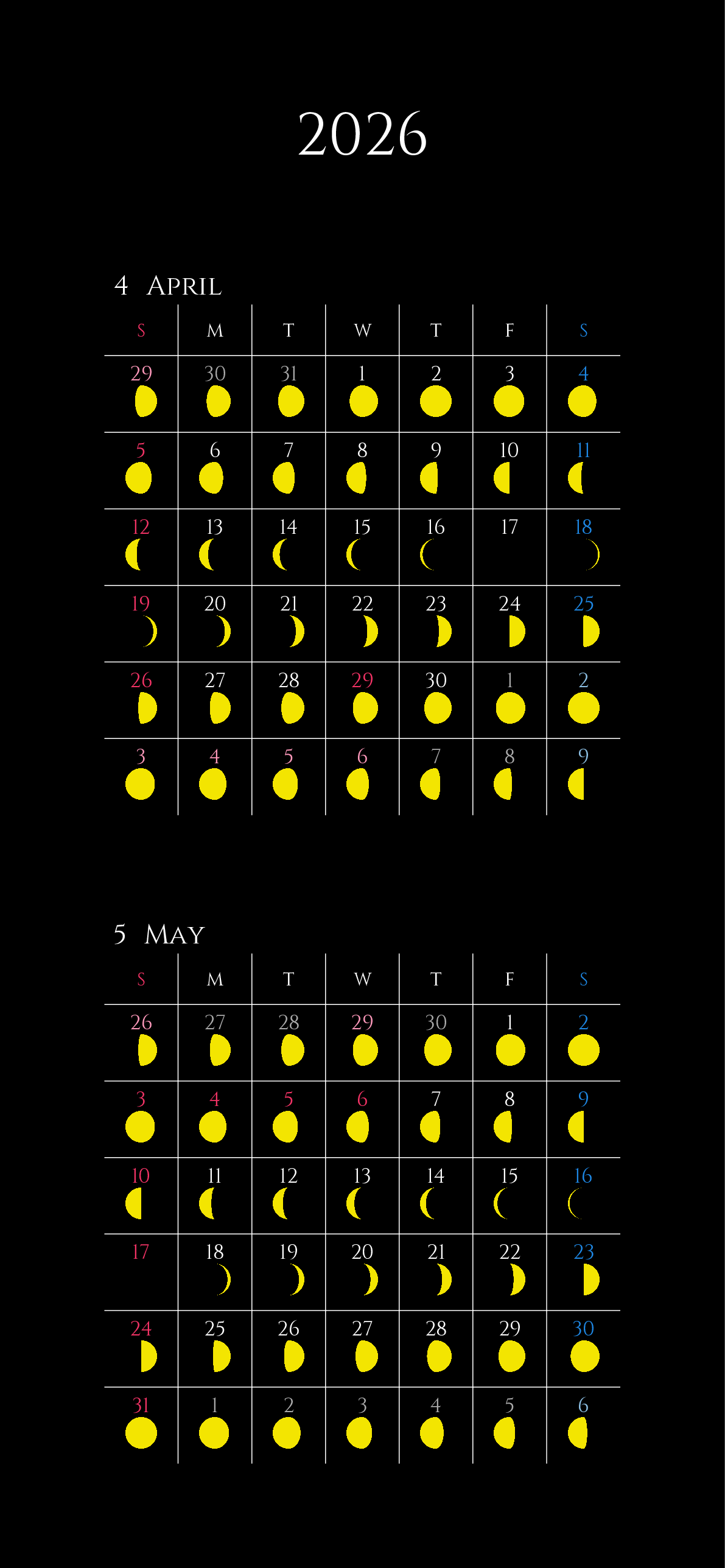 iPhone 12,12 Pro,13,13 Pro, 14, 14 Pro,縦向き,２ヶ月,日曜始まり,背景色設定