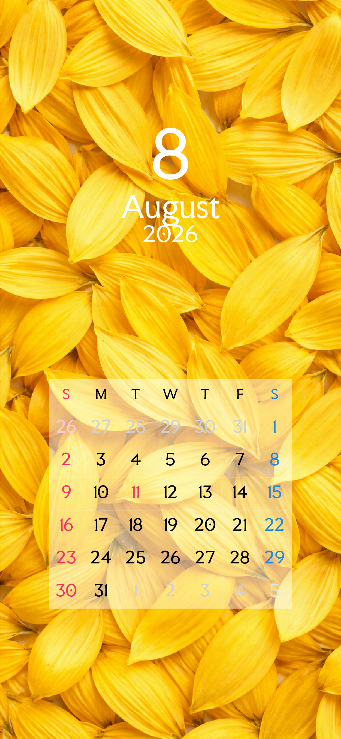 iPhone 12,12 Pro,13,13 Pro, 14, 14 Pro,縦向き,１ヶ月,日曜始まり,背景全面写真入り