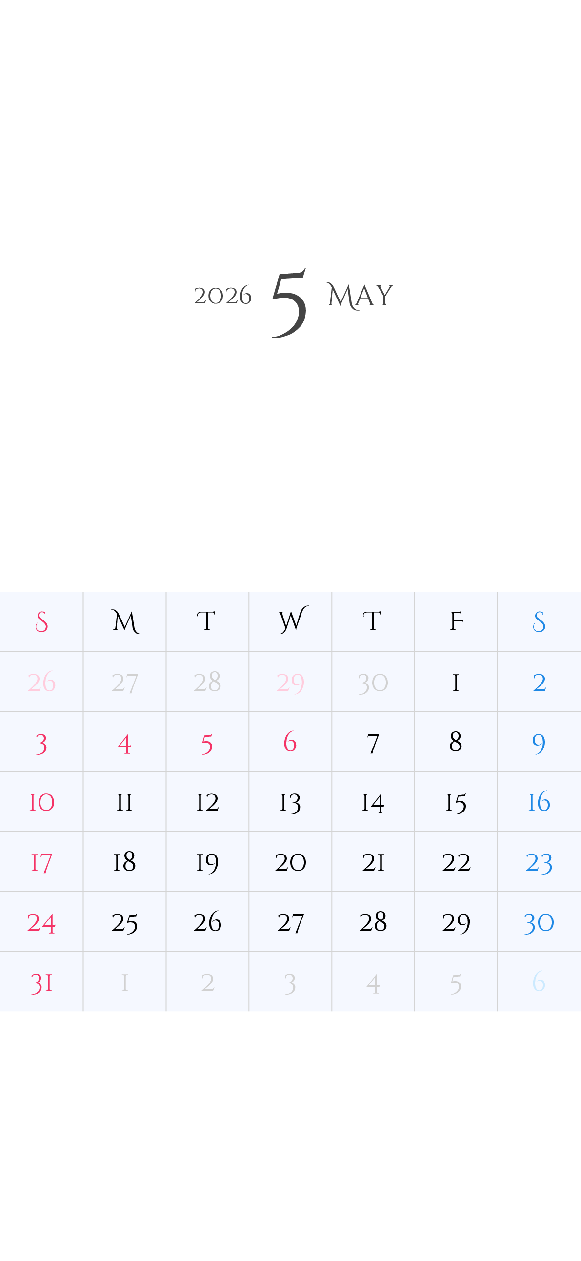 iPhone 15, 15pro, 16,縦向き,１ヶ月,日曜始まり