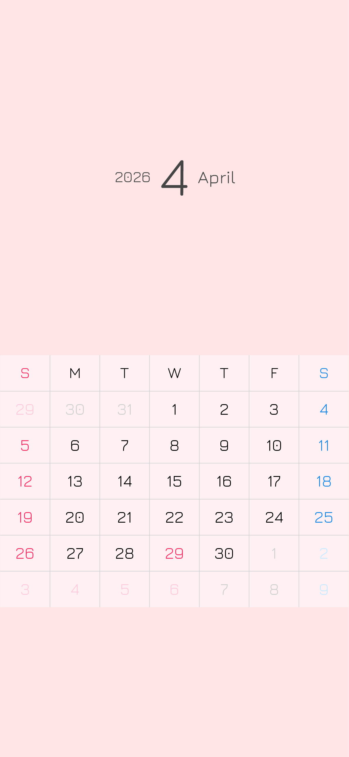 iPhone 15, 15pro, 16,縦向き,１ヶ月,日曜始まり,背景色設定