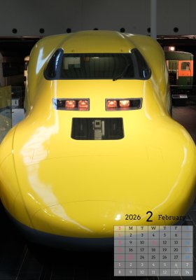 カレンダー No.8 東海道新幹線、ドクターイエロー。