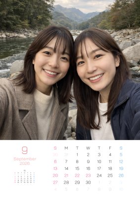 カレンダー No.197 友達との思い出写真で（AI）