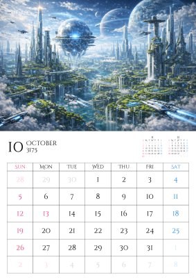 カレンダー No.8 未来の地球をイメージしたAI生成画像
