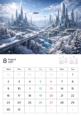 カレンダー No.9 未来の地球をイメージしたAI生成画像