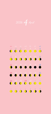 カレンダー No.6 満月・月齢・月相・朔望月カレンダーです。<br>  毎日の月の満ち欠けがわかります。<br>  スマホ壁紙用