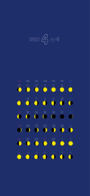 カレンダー No.4 満月・月齢・月相・朔望月カレンダーです。<br>  毎日の月の満ち欠けがわかります。<br>  スマホ壁紙用