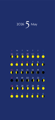 カレンダー No.3 満月・月齢・月相・朔望月カレンダーです。<br>  毎日の月の満ち欠けがわかります。<br>  スマホ壁紙用