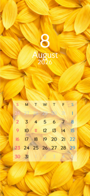 カレンダー No.30 花びらが敷き詰められているカレンダー。<br>ひまわり。<br>スマホ壁紙用です。