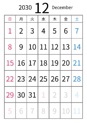 縦１ヶ月カレンダー