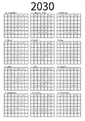縦１年カレンダー